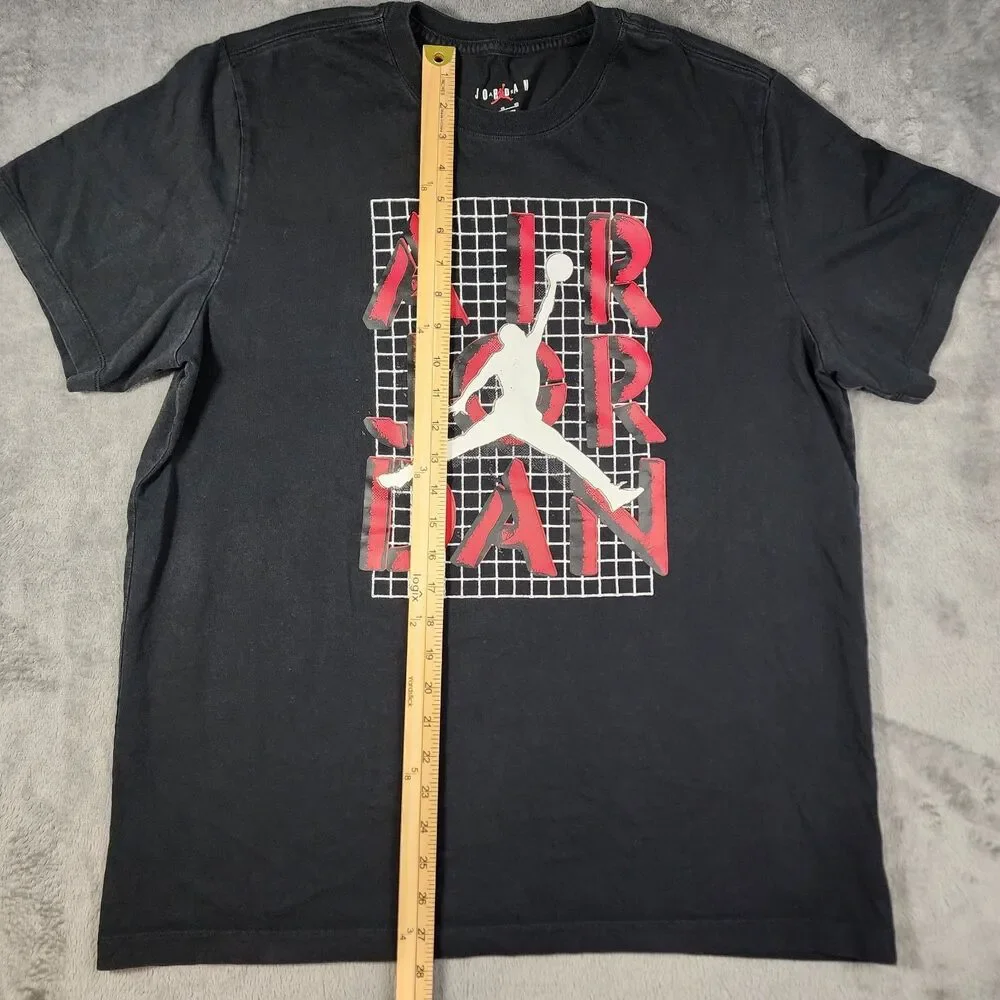 Jordan Men's Extra Large Shirt Graphic Jumpman Logo Red Black Athletic Tee Grid